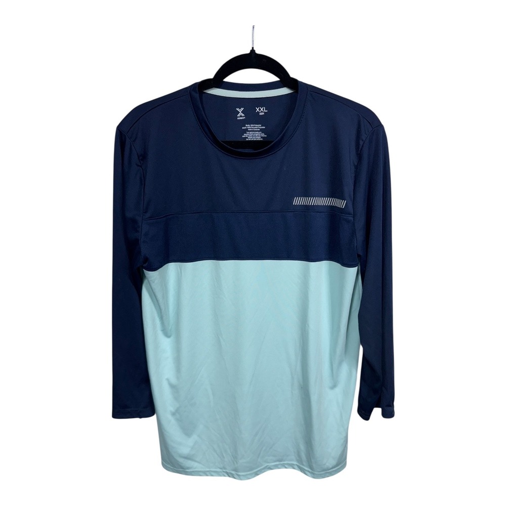 Xersion Quick-Dri Long Sleeve Shirt Blue Colorblock Athletic Top Boys XXL 22H